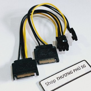 Cáp Sata ra 6 Pin / 8 Pin (2 đầu Sata) / (2 Pin rời tách 8 Pin thành 6 Pin) / Dài 15Cm
