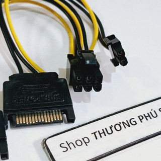 Cáp Sata ra 6 Pin / 8 Pin (2 đầu Sata) / (2 Pin rời tách 8 Pin thành 6 Pin) / Dài 15Cm