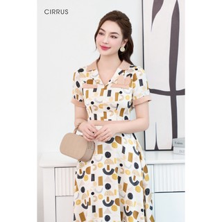 Đầm lụa xoè công sở CIRRUS dáng dài cổ ve 240090
