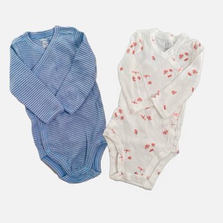 Body chip dài tay xuất dư carter màu trắng cho bé gái sơ sinh bé trai cài cúc chéo - TDBT TDBG