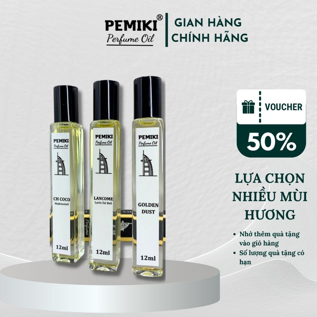 Nước hoa tinh dầu dubai PEMIKI dạng lăn 12ml thơm lâu 24h - Pemiki Store