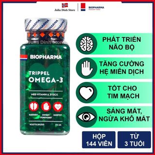 Dầu cá Omega 3 và Vitamin A,D,E BIOPHARMA Trippel nội địa Na Uy (144 viên)