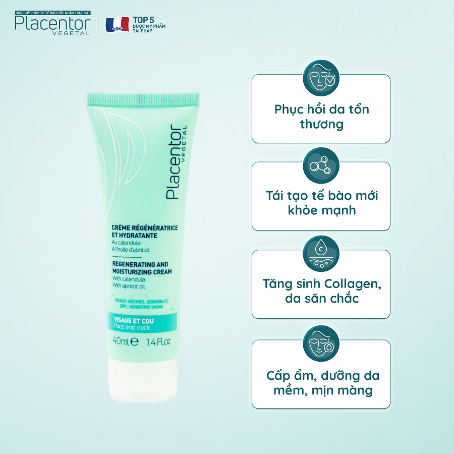 Kem dưỡng ẩm Placentor Regenerating And Moisturizing Cream 40ml