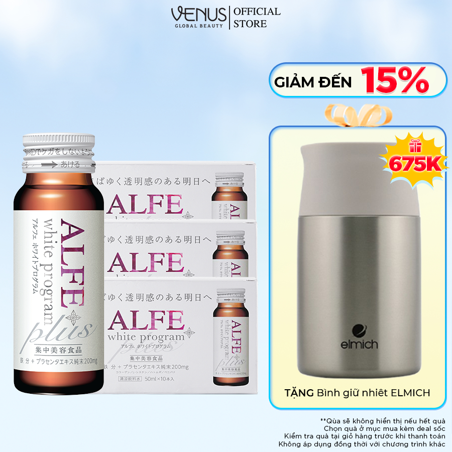 [COMBO 30 CHAI] Collagen uống ALFE White Program hỗ trợ giảm nám và sạm da Hộp 10 chai x 50ml - Chính hãng