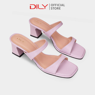 Guốc nữ cao gót DILY mũi vuông trẻ trung basic, dép guốc nữ gót trụ hình học thanh lịch cao 5.5cm AA0491