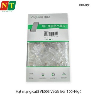 Hộp 100 đầu bấm mạng RJ45 cat5 chân đồng xịn VEGGIEG