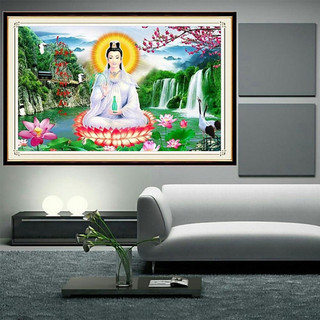 Tranh gắn đá phật bà quan âm KT:75x46cm. Tranh đính đá chưa gắn.