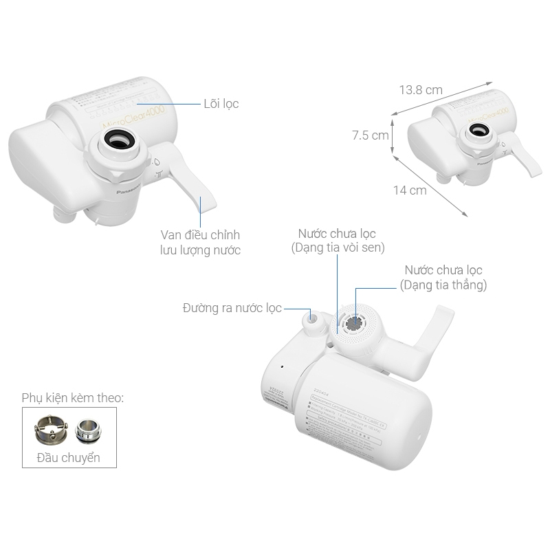 Thiết bị lọc nước tại vòi Panasonic TK-CJ300 dành cho máy rửa sấy tiệt trùng pha sữa Baby Brezza