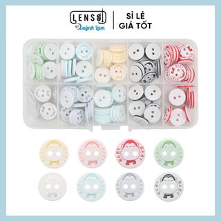Hộp nút nhựa 150 hạt các mẫu nút thú xinh xắn 10 màu, cỡ nút 12.5mm - Len sợi phụ kiện Đà Nẵng
