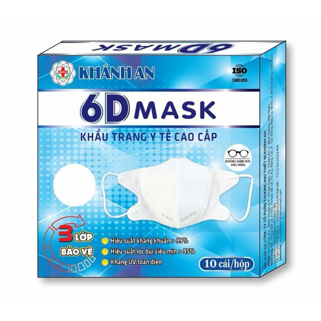 Combo 100 cái Khẩu trang y tế Khánh An 6D Mask kháng khuẩn