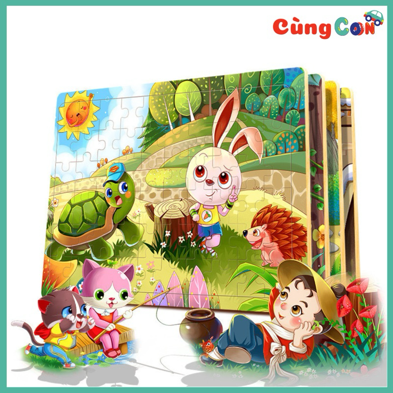 Tranh Ghép Hình Gỗ 60 Mảnh, Tranh xếp hình cho bé, Tranh ghép gỗ, puzzle cho bé từ 3 tuổi,đồ chơi xế