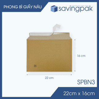 SPBN3 - 22x16 cm - Combo 20 phong bì đóng hàng giấy nâu, thay thế túi nhựa gói hàng