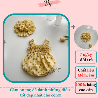 MV052 Body Bé Gái Sơ Sinh VY DESIGN. Đồ Sơ Sinh Em Bé Đầy Tháng Kèm Phụ Kiện. Bodysuit Bé Gái Chất Mát. Đầm Đầy Tháng