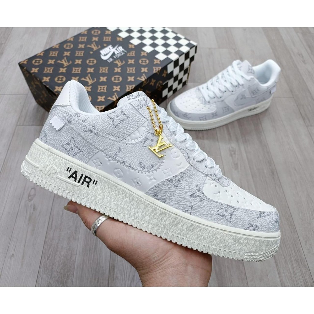 Giày_Nike Air Force 1 LV Xám,Trắng Nam Nữ,Giày AF1 LV Grey White Hàng Cao Cấp Hót Trend Full Bill Box