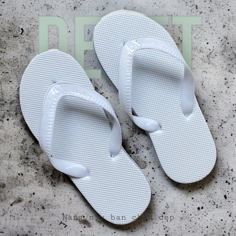 Dép xốp xỏ ngón màu trắng đi trong nhà/Khách sạn/Đi biển_Siêu nhẹ, siêu êm