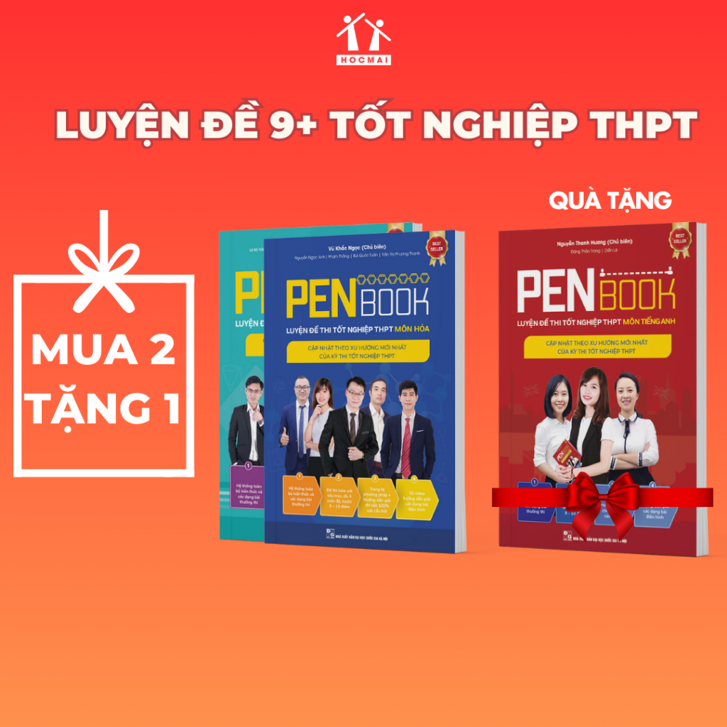 [Mua 2 tặng 1] Combo sách KHỐI D7 PENBOOK - Luyện đề thi tốt nghiệp THPT, luyện thi Đại Học bản 2024 môn Toán, Hóa, Anh