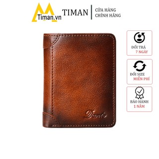 Ví nam mini dài cầm tay dáng đứng chất liệu da bò thật hàng hiệu bảo hành 1 năm BD06 TIMAN