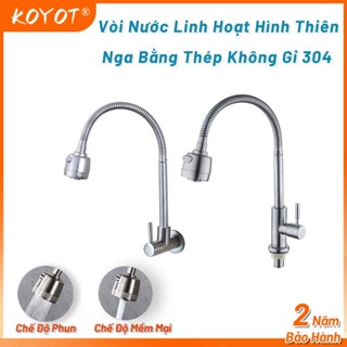 KOYOT Vòi Nước Nhà Bếp Lạnh Thép Không Gỉ 304 Với 2 Chế Độ Nước Chảy Cấp Có Cần Bẻ Lò Xo Xoay 360 Độ