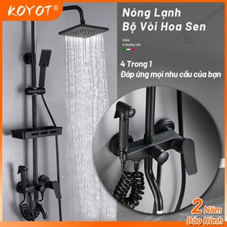 KOYOT Bộ Vòi Hoa Sen 4 Trong 1 Màu Đen Mờ Đứng Nóng Lạnh Sen Tắm Tăng Áp Cao Tiết Kiệm Nước với Bộ Vòi Xịt Vệ Sinh