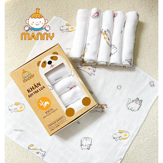 Sét 5 khăn sợi tre lụa manny kích thước 30x30cm