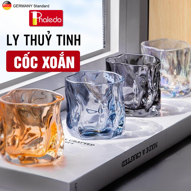 Cốc thuỷ tinh, ly thuỷ tinh đựng rượu & nước uống trang trí xoắn sang trọng Bắc Âu - PHALEDO (PL-0922)