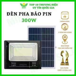 Đèn pha năng lượng mặt trời 300W chính hãng Mifidi Solar, ánh sáng trắng, tấm pin lớn -  BH 2 năm