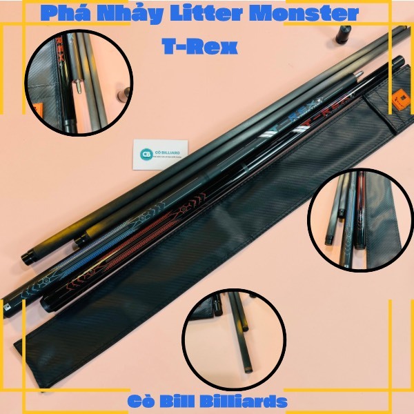 Cơ bida lỗ phá nhảy Litter Monster The Crack T-Rex ( Ngọn FULL carbon)