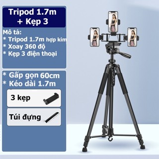 (SIÊU HOT)- Giá Đỡ 3 Chân Điện Thoại Chắc Chắn, Có Lắp được Đèn LiveStream, Kẹp Điện Thoại Để Bàn Quay Video