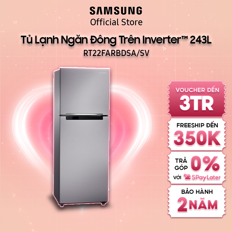 [Nhập ELSSDA254 giảm 15% đơn 1TR]Tủ Lạnh Samsung Ngăn Đông Trên với Digital Inverter™, 236L (RT22FARBDSA/SV)