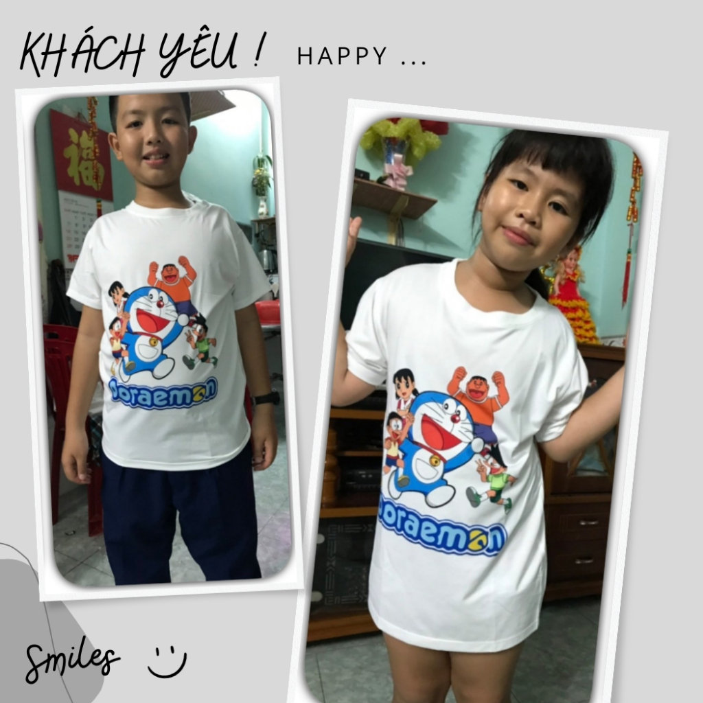 Áo thun bé trai bé gái in hình Doremi Doremon, áo phông trẻ em chất đẹp mềm mịn thoáng mát size từ 10kg - 65kg