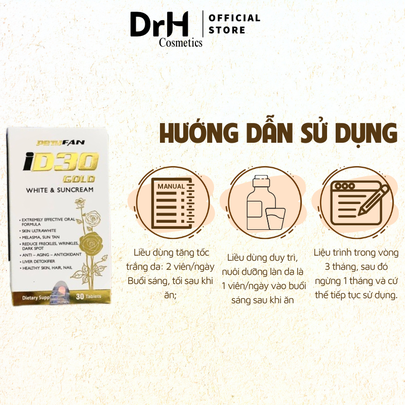 Viên uống ID30 Gold White & Suncream 30 Viên