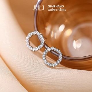  Bông tai 100% bạc trắng Ý trắng sáng lấp lánh, đính Kim Cương sang trọng | KT1035 JULI