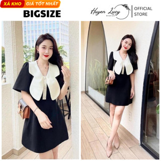 Đầm nữ thiết kế tiểu thư váy cộc tay VÁY CỔ HOA CÁNH BƯỚM từ 55kg đến 95kg đi tiệc đi chơi VCB08 Huyền Lucy Bigsize