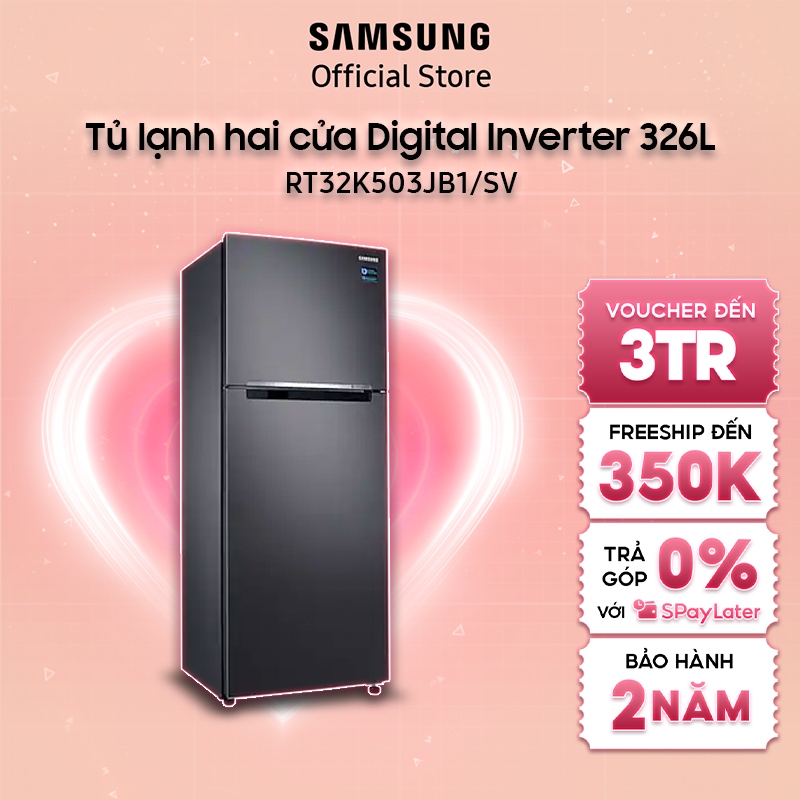 [Mã ELSS155BU giảm 12% đơn 800K] Tủ lạnh hai cửa Samsung Digital Inverter 326L RT32K503JB1/SV - Miễn phí lắp đặt