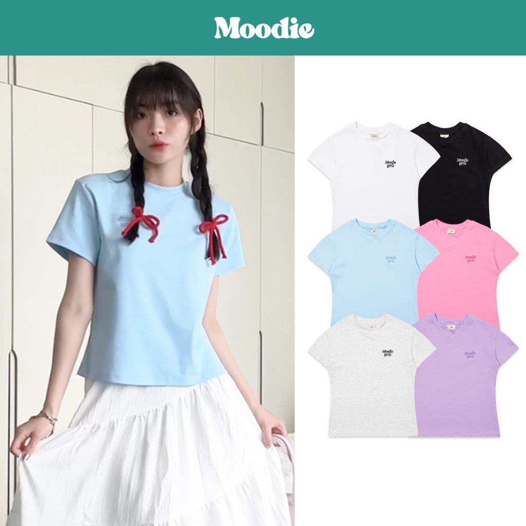Áo Baby Tee thêu MOODIE GIRL chất thun co dãn | MOODIE Brand