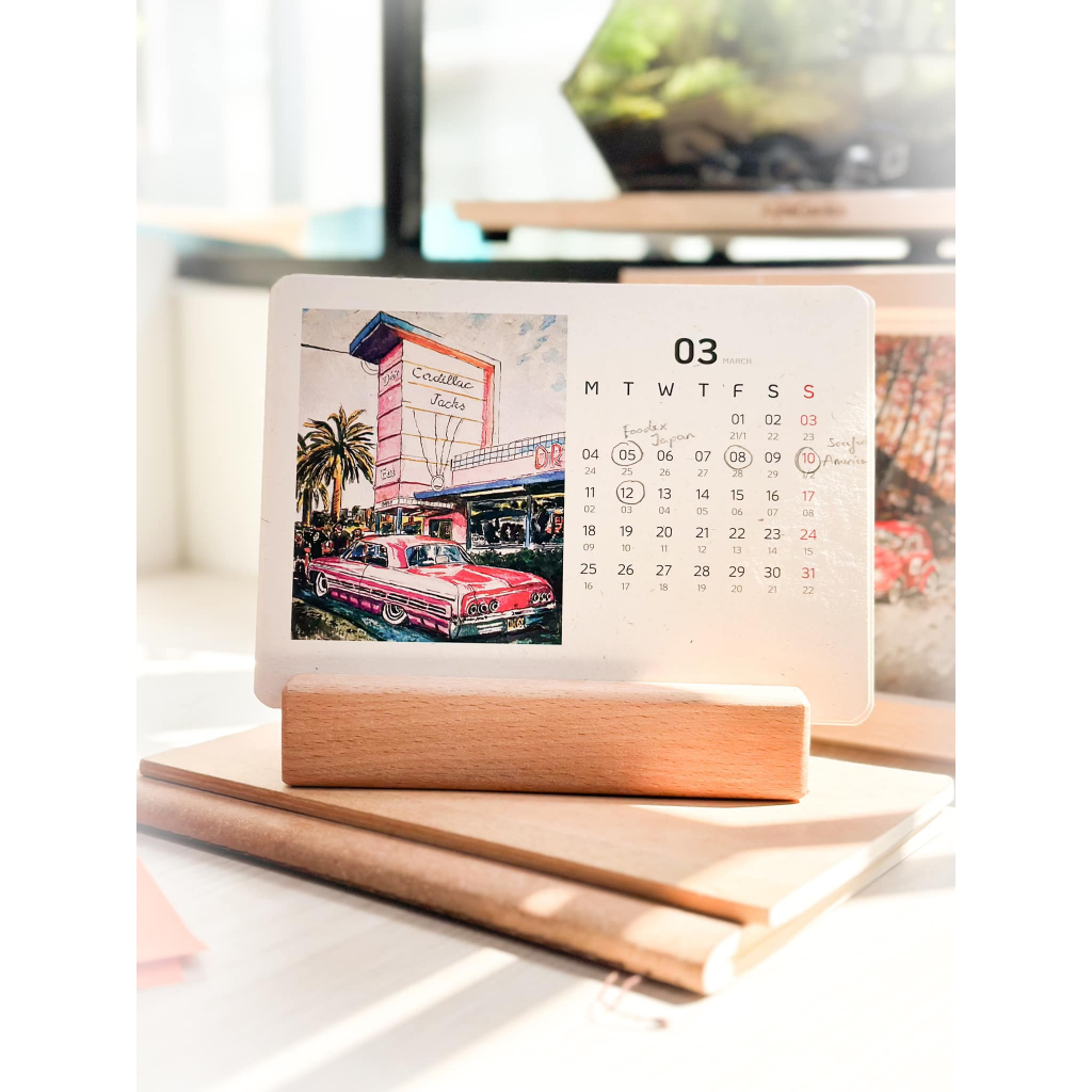 Lịch bàn đế gỗ 2024 2025 nhiều mẫu - Tranh vẽ độc quyền - Có lịch âm dương