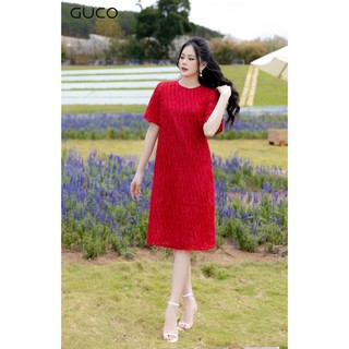 Đầm suông lông vũ - đỏ 4463