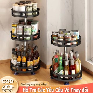 Kệ Đựng  Luxe Kệ gia vị xoay 1/2/3 tầng inox kệ Đựng Gia Vị Nhà Bếp 360 độ Kệ Để Đồ Nhà Bếp, Tròn Giá đựng đồ nhiều tầng thời trang cao cấp