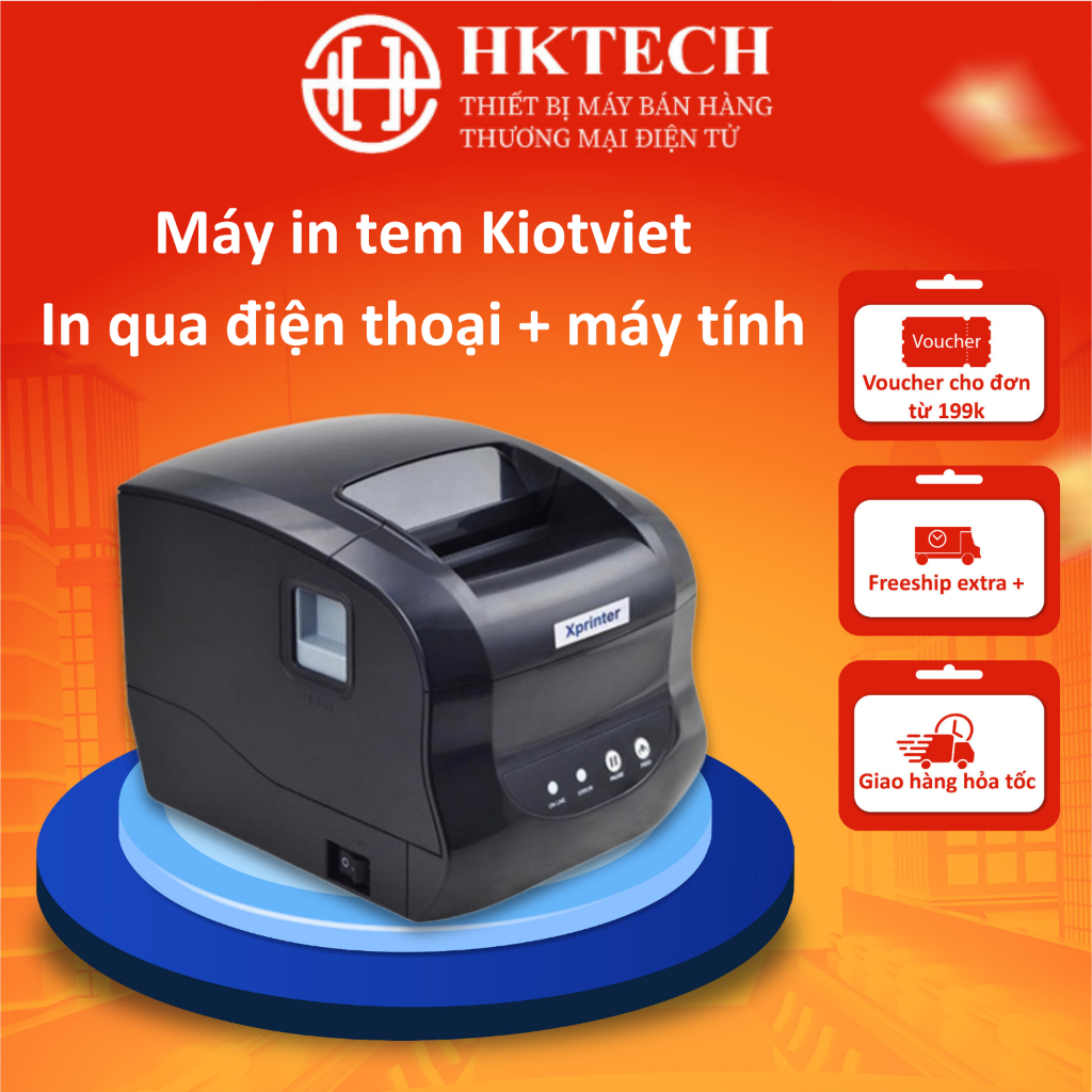 [MÁY IN KIOTVIET] [In điện thoại + Máy Tính] Máy in mã vạch Xprinter XP-365B, In tem trà sữa, in bil
