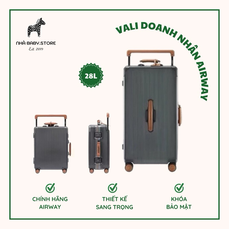 Vali Doanh Nhân chính hãng AIRWAY NHẬT BẢN -Vali sang trọng đi công tác, du lịch size 26L 28L