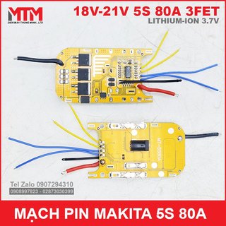 Mạch bảo vệ pin chân phổ thông makita 5s 80a 18v 21v - li-ion 3.7v 3fet chịu tải cao