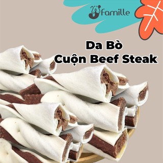 [SẠCH RĂNG]Treat Thưởng Sạch Răng JFamille, Da Bò Cuộn Beef Steak, Loại Bỏ Mảng Bám, Chứa Protein từ thịt Bò. JF114