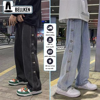 BELLKENquần ống rộng nam quần jean nam đen cao cấp ống suông rộng, quần jean ống suông form rộng Unisex nam nữ cá tính