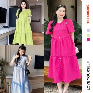 Đầm bầu mùa hè c8811 baby doll đũi gân 3 tầng màu sắc trang nhã thiết kế trẻ trung điệu đà sang chảnh freesize