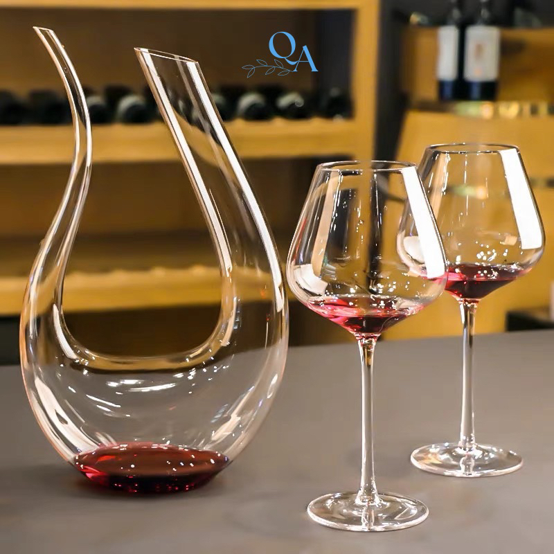 Ly Vang Thuỷ Tinh Pha Lê Cao Cấp | Ly Uống Rượu Vang 450ml | Bình Thở, Decanter Thiên Nga 1500ml