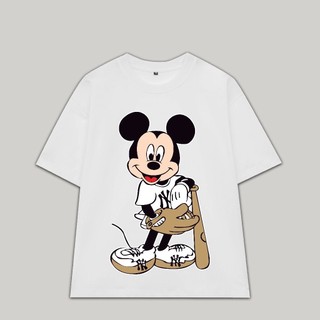Áo thun CHUỘT MICKY BÓNG CHÀY N.Y unisex nam nữ form rộng,thun cotton su 4 chiều co giãn tốt, thấm hút mồ hôi hiệu quẢ
