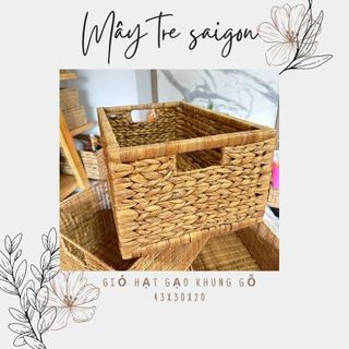 Giỏ cói lục bình, khay mây kích thước đại , hộp đựng quần áo,giỏ đựng đồ, giỏ mây trang trí nhà cửa,hộp có nắp