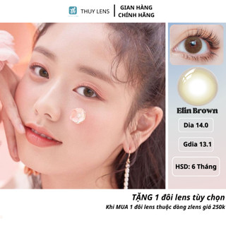 Kính áp tròng thuy lens cho mắt cận màu tây zlens elin brown độ cận từ 0 - 8