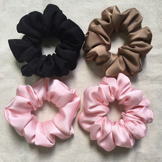 Dây cột tóc vải srunchies handmade size nhỏ vải xốp, kaki lụa, satin, nhung, kate ....