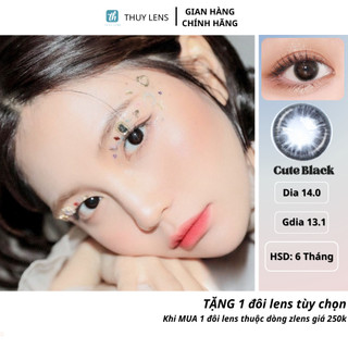 Kính áp tròng THÚY LENS cho mắt cận màu đen tự nhiên Zlens Cute Black độ cận từ 0 - 8